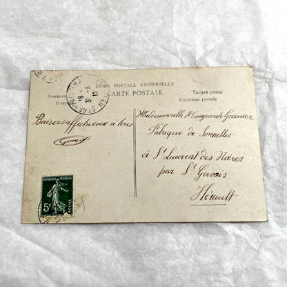 1910s - Vintage French Poisson d'Avril Postcard - Boy with Fish