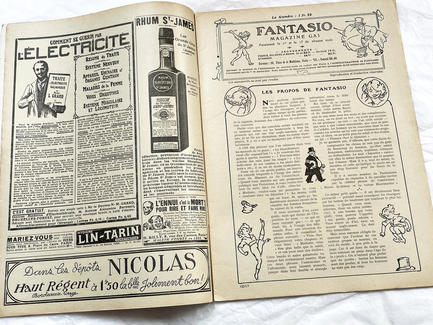 1920s - French magazine "Fantasio" with articles, photos, advertising, etc. - 1924 - 32 pages - 4 pages missing