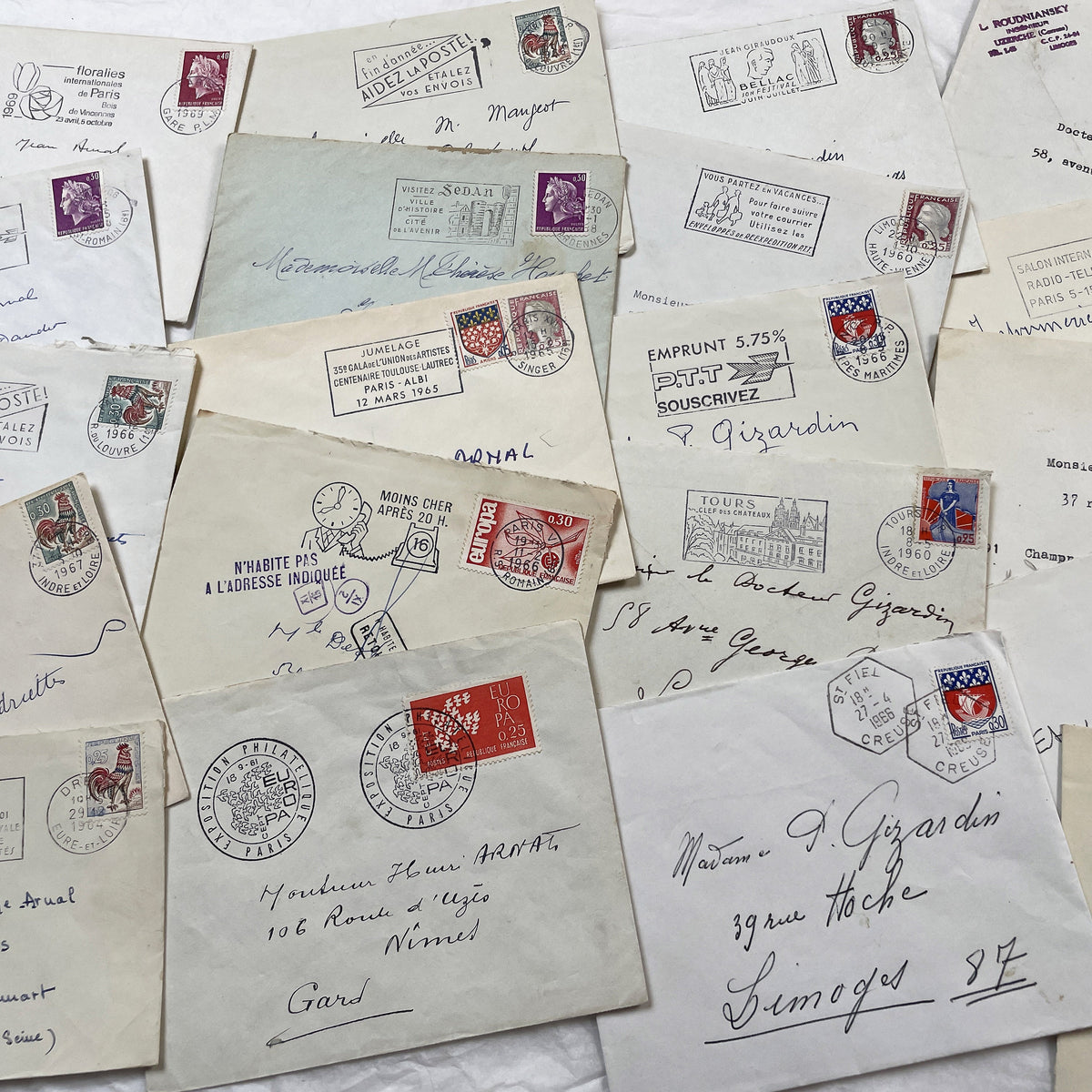 1960s - Lot of 20 Vintage French Envelopes – 1960s Ephemera for Junk Journals, Collage & Paper Crafts