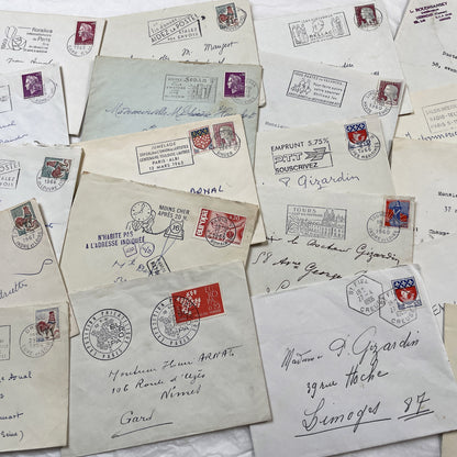 1960s - Lot of 20 Vintage French Envelopes – 1960s Ephemera for Junk Journals, Collage & Paper Crafts