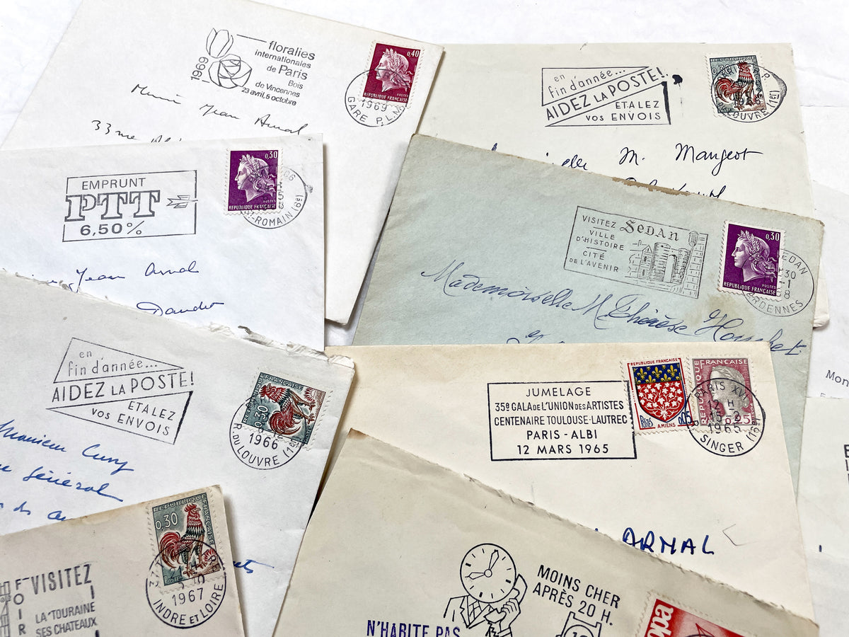 1960s - Lot of 20 Vintage French Envelopes – 1960s Ephemera for Junk Journals, Collage & Paper Crafts