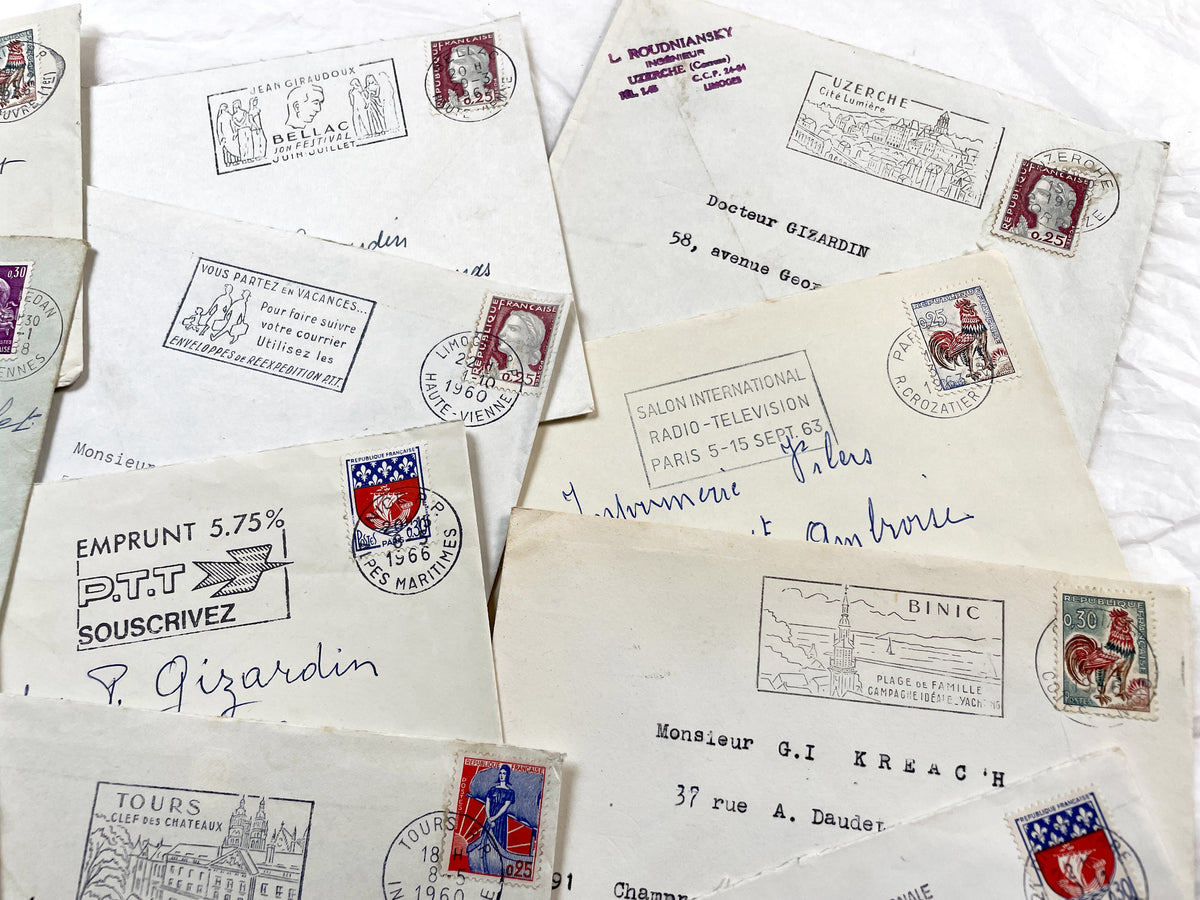 1960s - Lot of 20 Vintage French Envelopes – 1960s Ephemera for Junk Journals, Collage & Paper Crafts