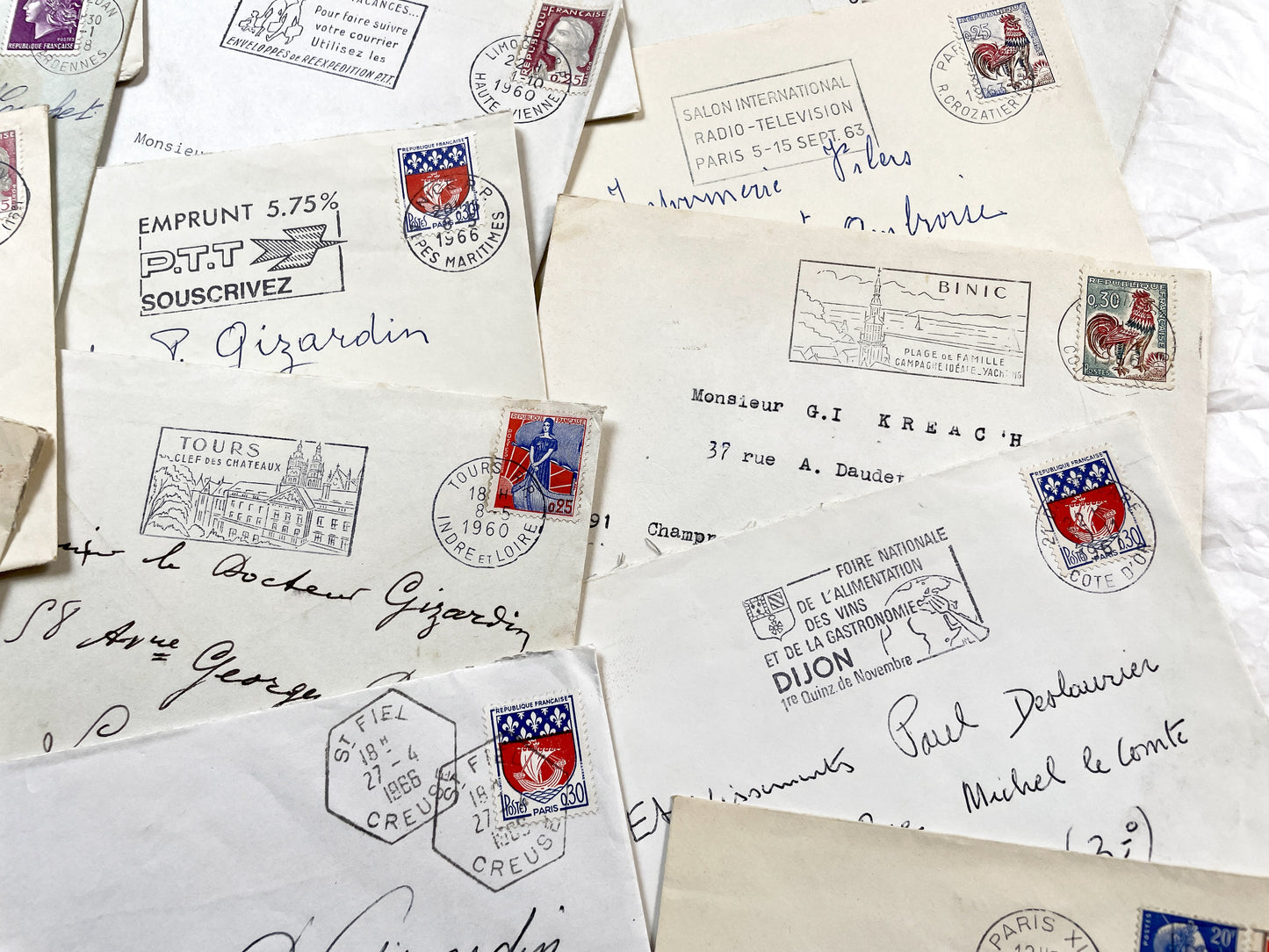 1960s - Lot of 20 Vintage French Envelopes – 1960s Ephemera for Junk Journals, Collage & Paper Crafts