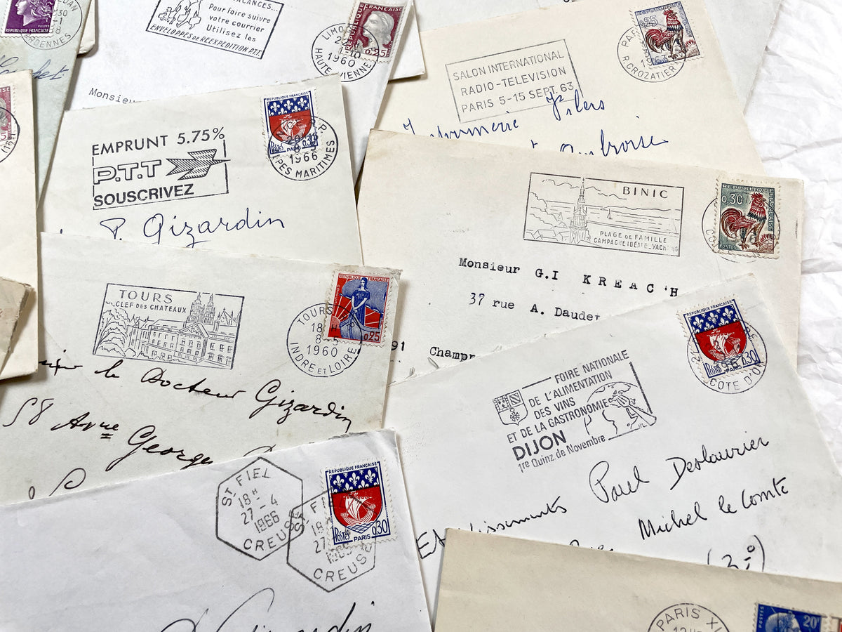 1960s - Lot of 20 Vintage French Envelopes – 1960s Ephemera for Junk Journals, Collage & Paper Crafts