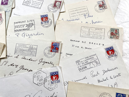 1960s - Lot of 20 Vintage French Envelopes – 1960s Ephemera for Junk Journals, Collage & Paper Crafts