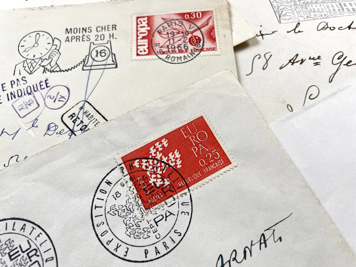 1960s - Lot of 20 Vintage French Envelopes – 1960s Ephemera for Junk Journals, Collage & Paper Crafts