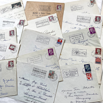1960s - Lot of 20 Vintage French Envelopes – 1960s Ephemera for Junk Journals, Collage & Paper Crafts