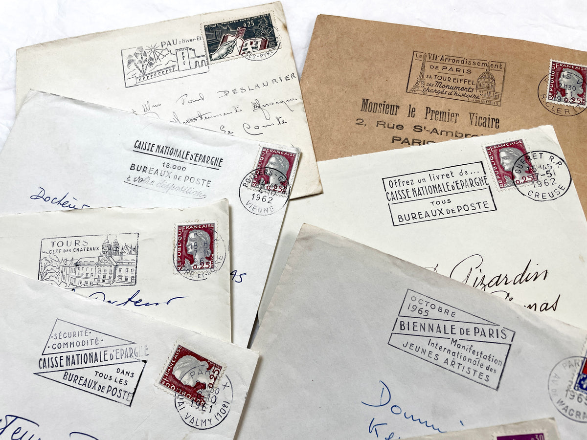 1960s - Lot of 20 Vintage French Envelopes – 1960s Ephemera for Junk Journals, Collage & Paper Crafts