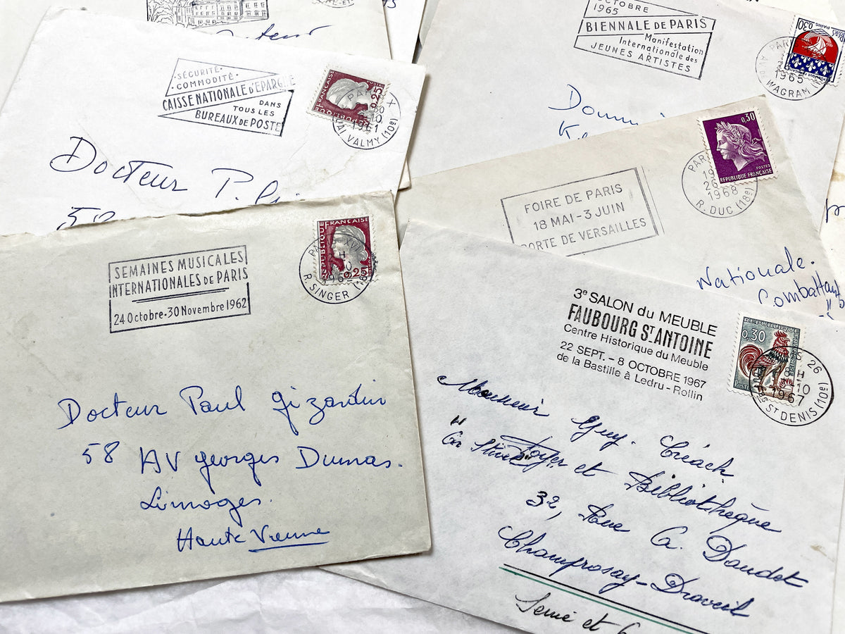 1960s - Lot of 20 Vintage French Envelopes – 1960s Ephemera for Junk Journals, Collage & Paper Crafts