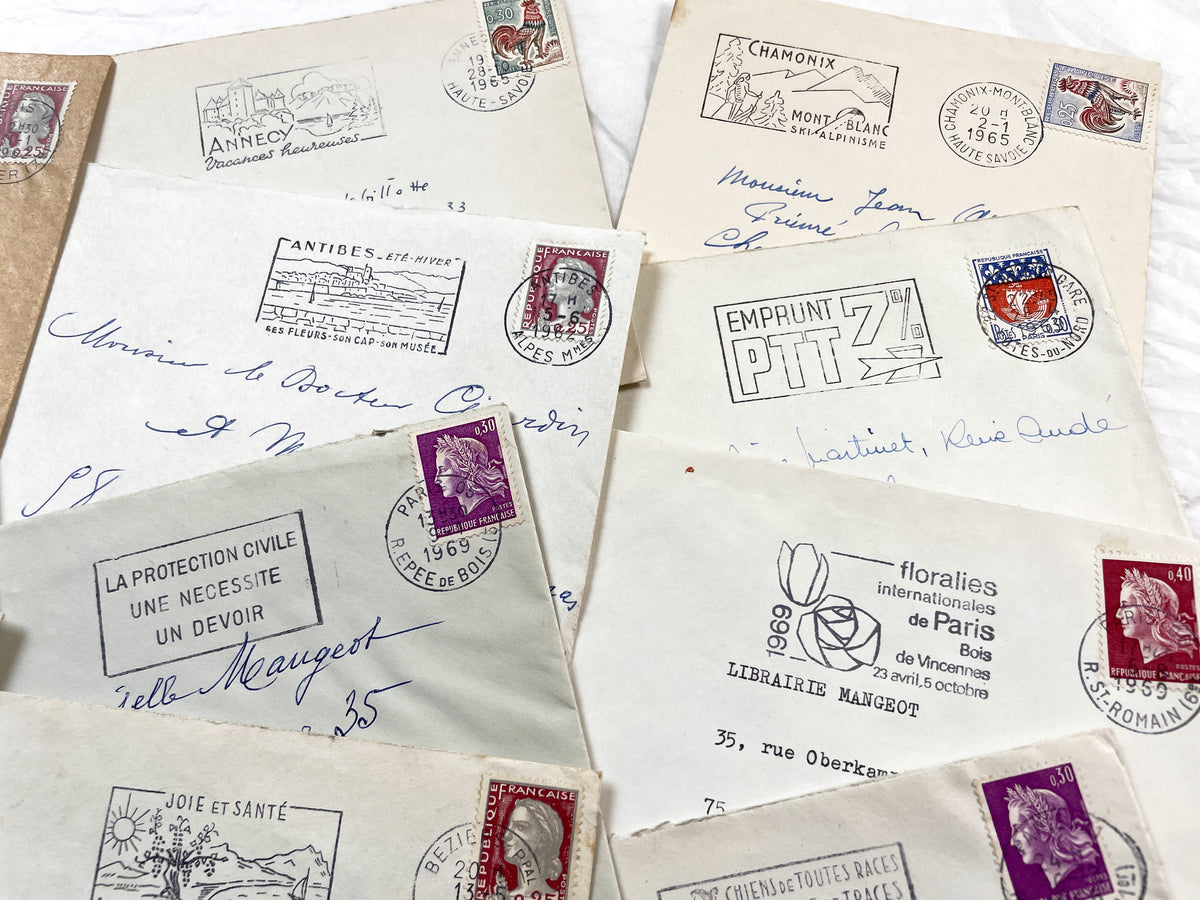 1960s - Lot of 20 Vintage French Envelopes – 1960s Ephemera for Junk Journals, Collage & Paper Crafts