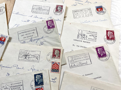 1960s - Lot of 20 Vintage French Envelopes – 1960s Ephemera for Junk Journals, Collage & Paper Crafts