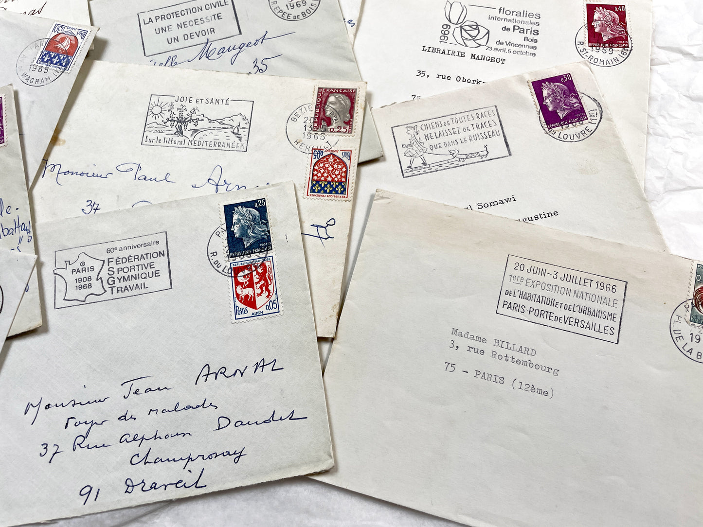 1960s - Lot of 20 Vintage French Envelopes – 1960s Ephemera for Junk Journals, Collage & Paper Crafts