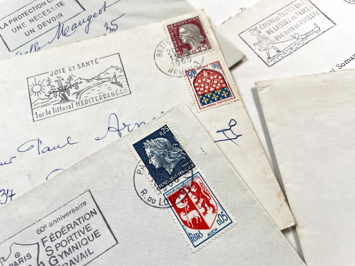 1960s - Lot of 20 Vintage French Envelopes – 1960s Ephemera for Junk Journals, Collage & Paper Crafts