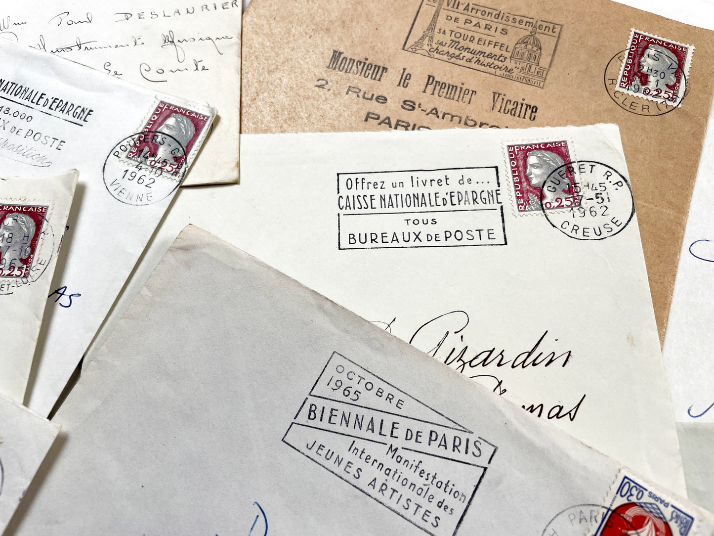1960s - Lot of 20 Vintage French Envelopes – 1960s Ephemera for Junk Journals, Collage & Paper Crafts