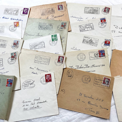 1960s - Lot of 20 Vintage French Envelopes – 1960s Ephemera for Junk Journals, Collage & Paper Crafts