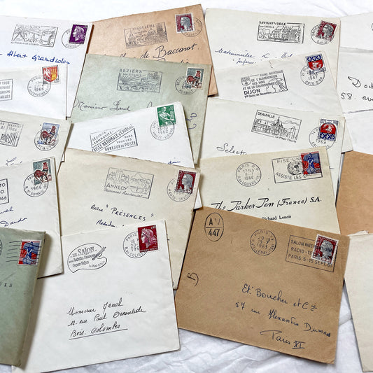 1960s - Lot of 20 Vintage French Envelopes – 1960s Ephemera for Junk Journals, Collage & Paper Crafts