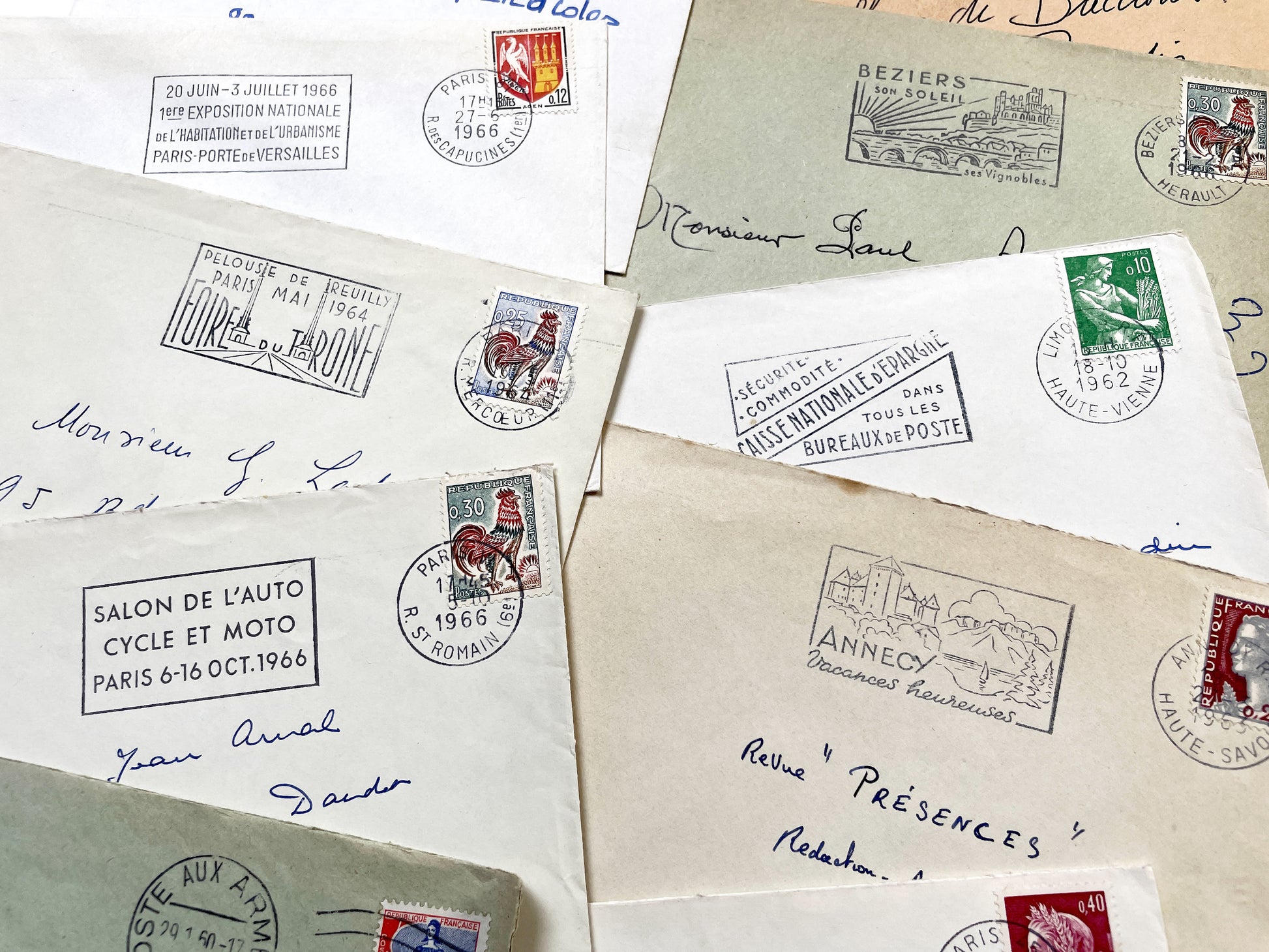 1960s - Lot of 20 Vintage French Envelopes – 1960s Ephemera for Junk Journals, Collage & Paper Crafts