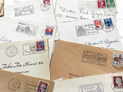 1960s - Lot of 20 Vintage French Envelopes – 1960s Ephemera for Junk Journals, Collage & Paper Crafts
