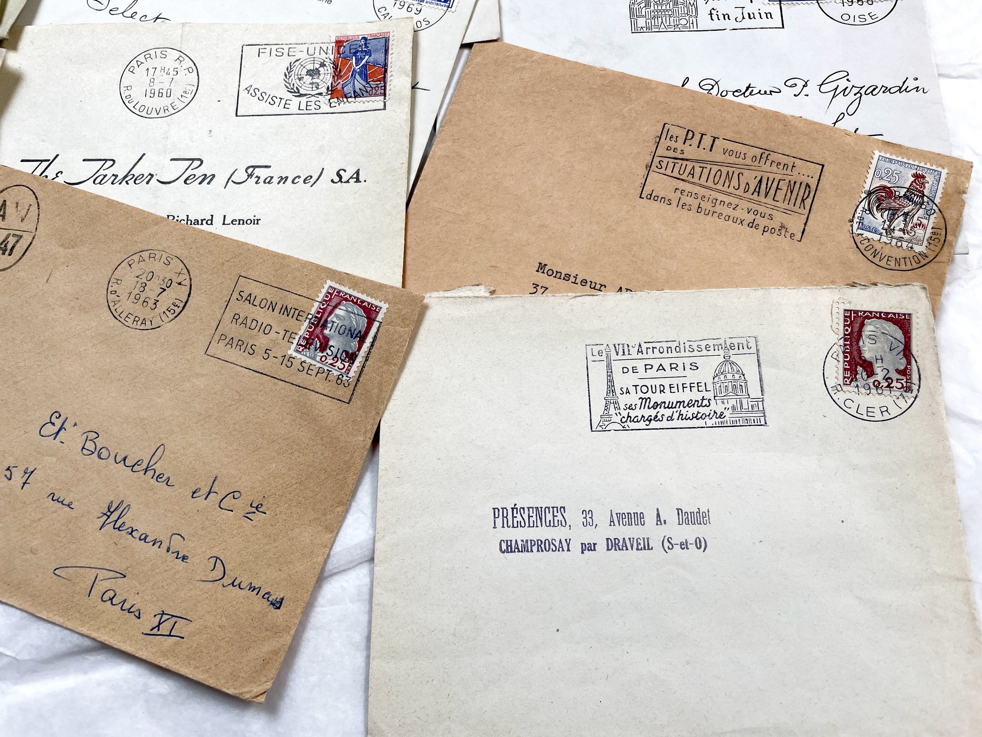 1960s - Lot of 20 Vintage French Envelopes – 1960s Ephemera for Junk Journals, Collage & Paper Crafts