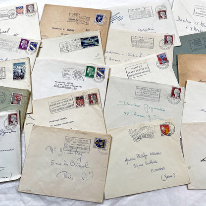 1960s - Lot of 20 Vintage French Envelopes – 1960s Ephemera for Junk Journals, Collage & Paper Crafts