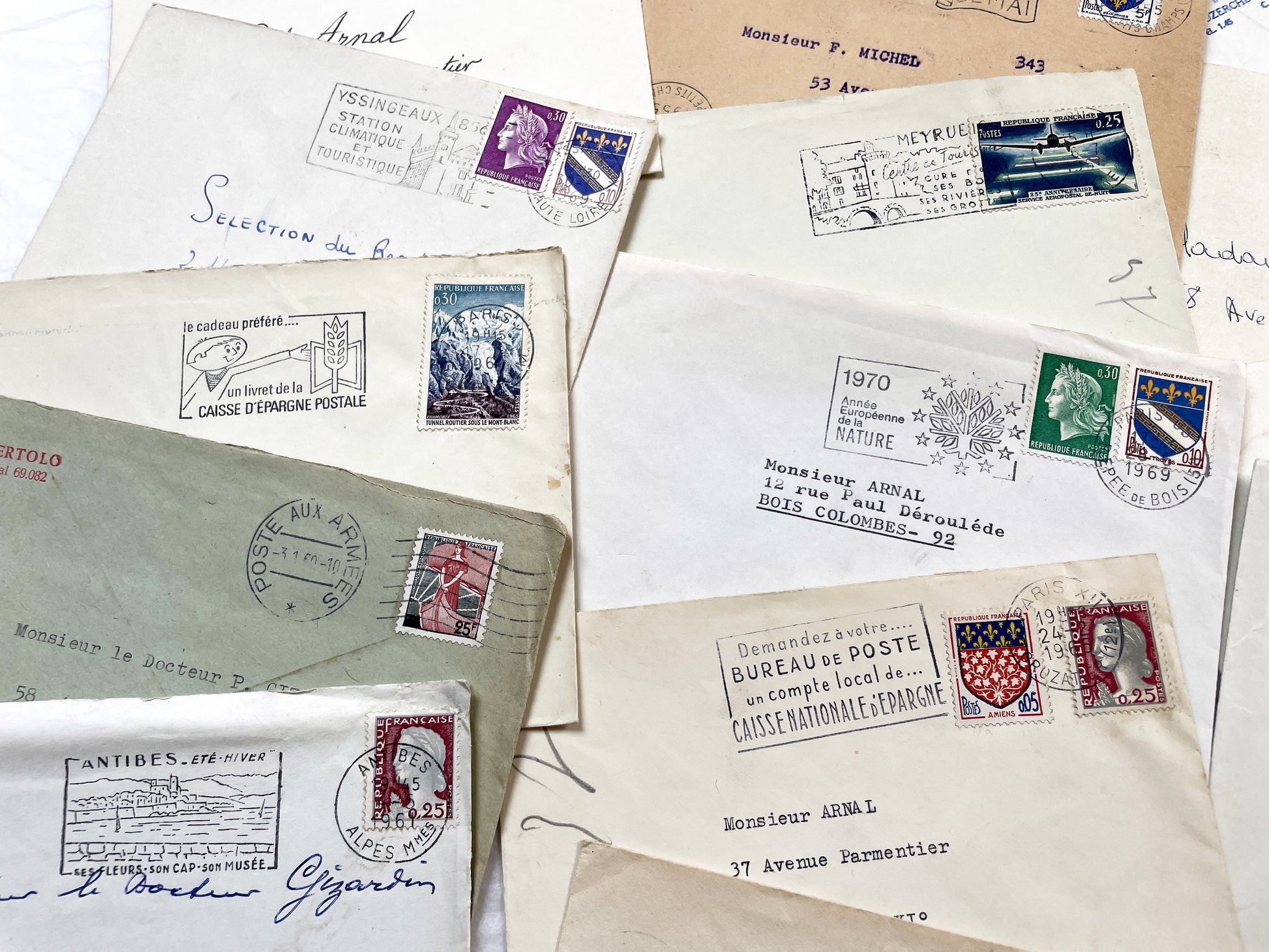 1960s - Lot of 20 Vintage French Envelopes – 1960s Ephemera for Junk Journals, Collage & Paper Crafts