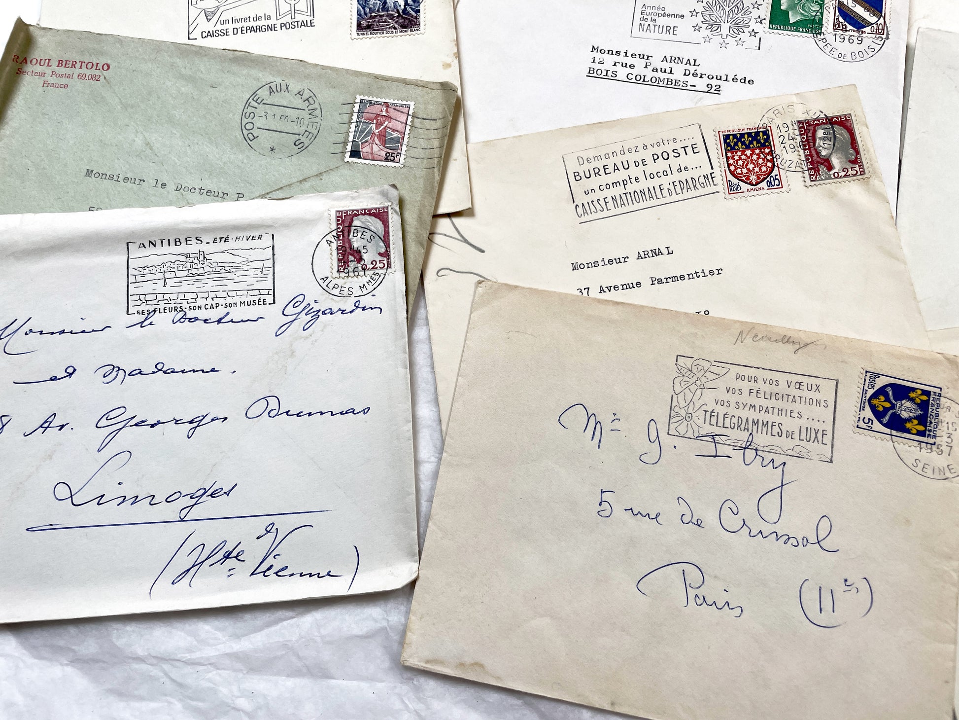 1960s - Lot of 20 Vintage French Envelopes – 1960s Ephemera for Junk Journals, Collage & Paper Crafts