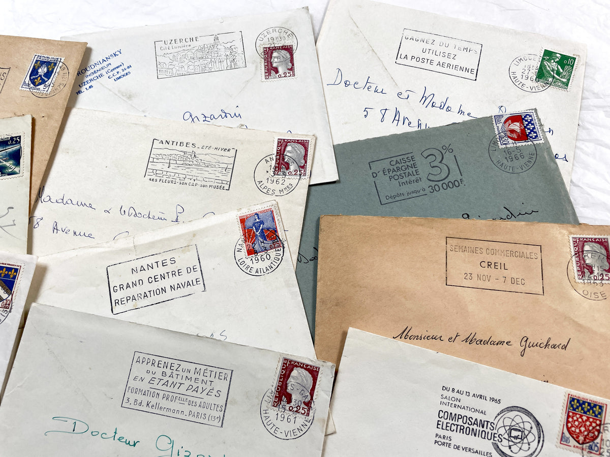 1960s - Lot of 20 Vintage French Envelopes – 1960s Ephemera for Junk Journals, Collage & Paper Crafts
