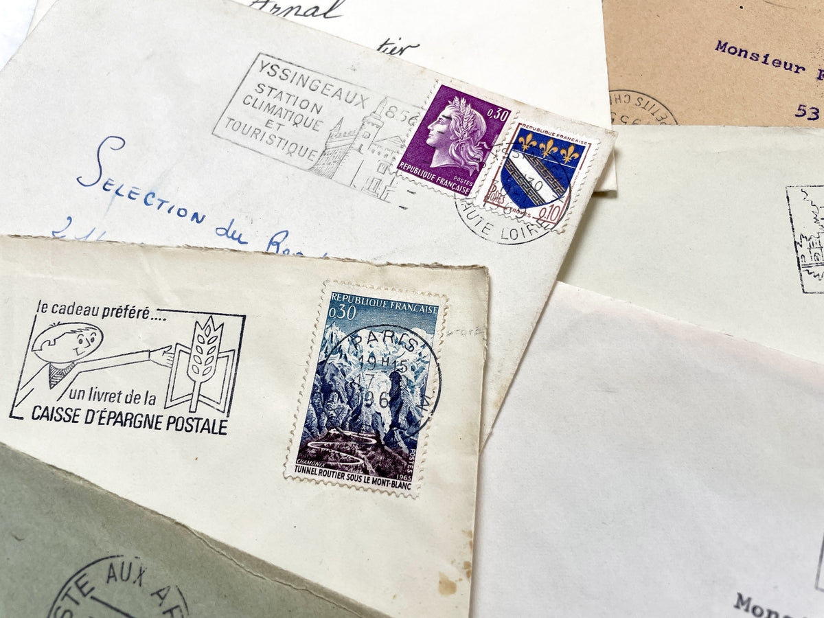 1960s - Lot of 20 Vintage French Envelopes – 1960s Ephemera for Junk Journals, Collage & Paper Crafts