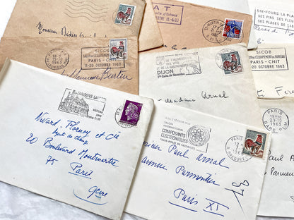 1960s - 30 French half-envelopes - Without letters inside - 1960s Ephemera for Junk Journals, Collage & Paper Crafts