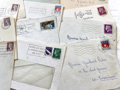 1960s - 30 French half-envelopes - Without letters inside - 1960s Ephemera for Junk Journals, Collage & Paper Crafts