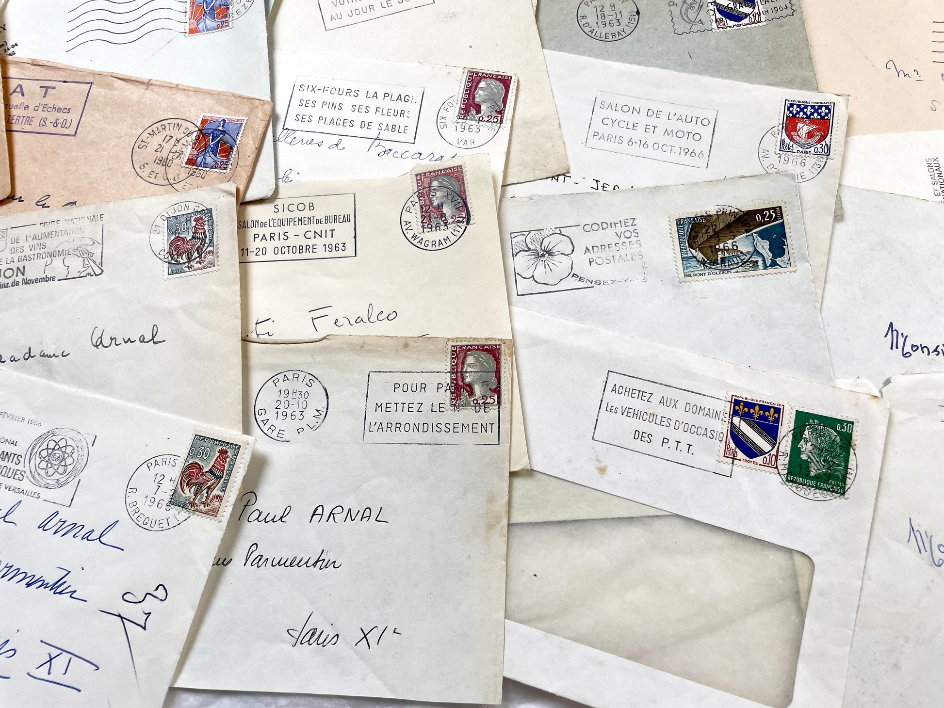 1960s - 30 French half-envelopes - Without letters inside - 1960s Ephemera for Junk Journals, Collage & Paper Crafts