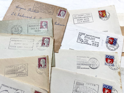 1960s - 30 French half-envelopes - Without letters inside - 1960s Ephemera for Junk Journals, Collage & Paper Crafts