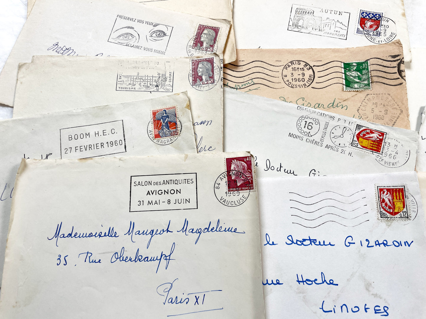 1960s - 30 French half-envelopes - Without letters inside - 1960s Ephemera for Junk Journals, Collage & Paper Crafts