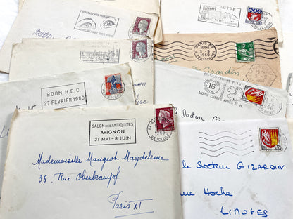 1960s - 30 French half-envelopes - Without letters inside - 1960s Ephemera for Junk Journals, Collage & Paper Crafts