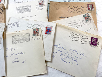 1960s - 30 French half-envelopes - Without letters inside - 1960s Ephemera for Junk Journals, Collage & Paper Crafts
