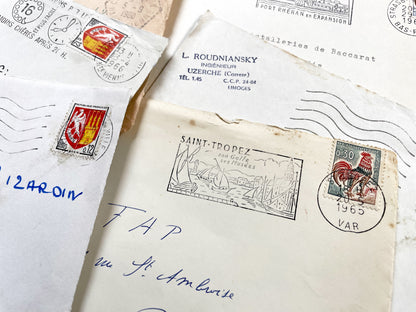 1960s - 30 French half-envelopes - Without letters inside - 1960s Ephemera for Junk Journals, Collage & Paper Crafts