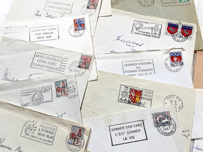 1960s - 30 French half-envelopes - Without letters inside - 1960s Ephemera for Junk Journals, Collage & Paper Crafts