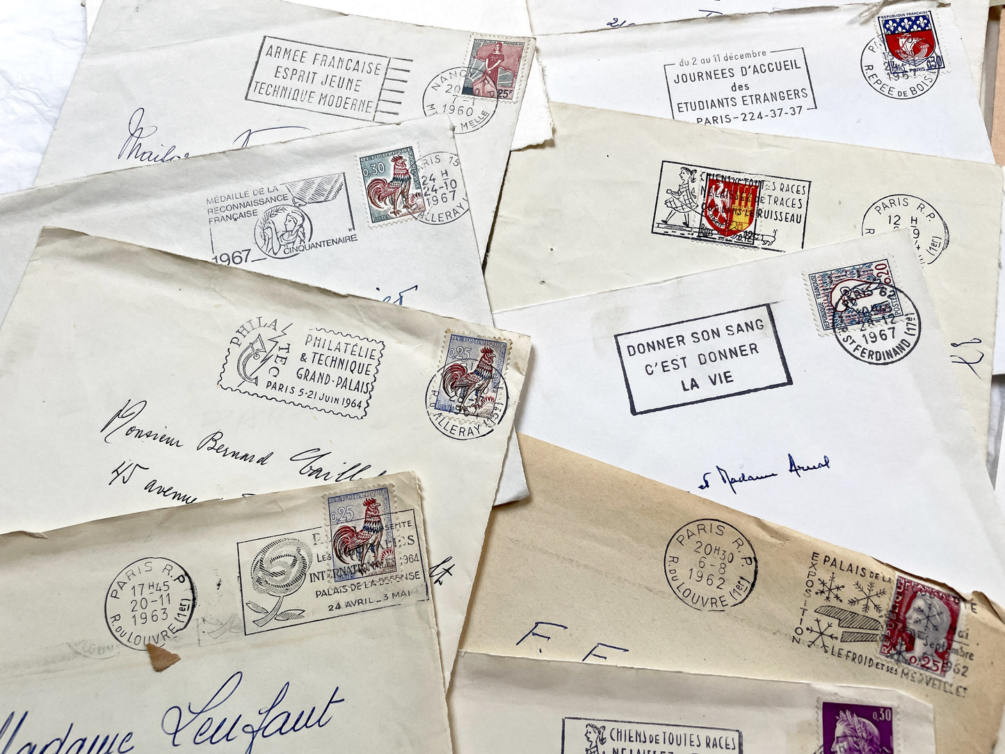 1960s - 30 French half-envelopes - Without letters inside - 1960s Ephemera for Junk Journals, Collage & Paper Crafts