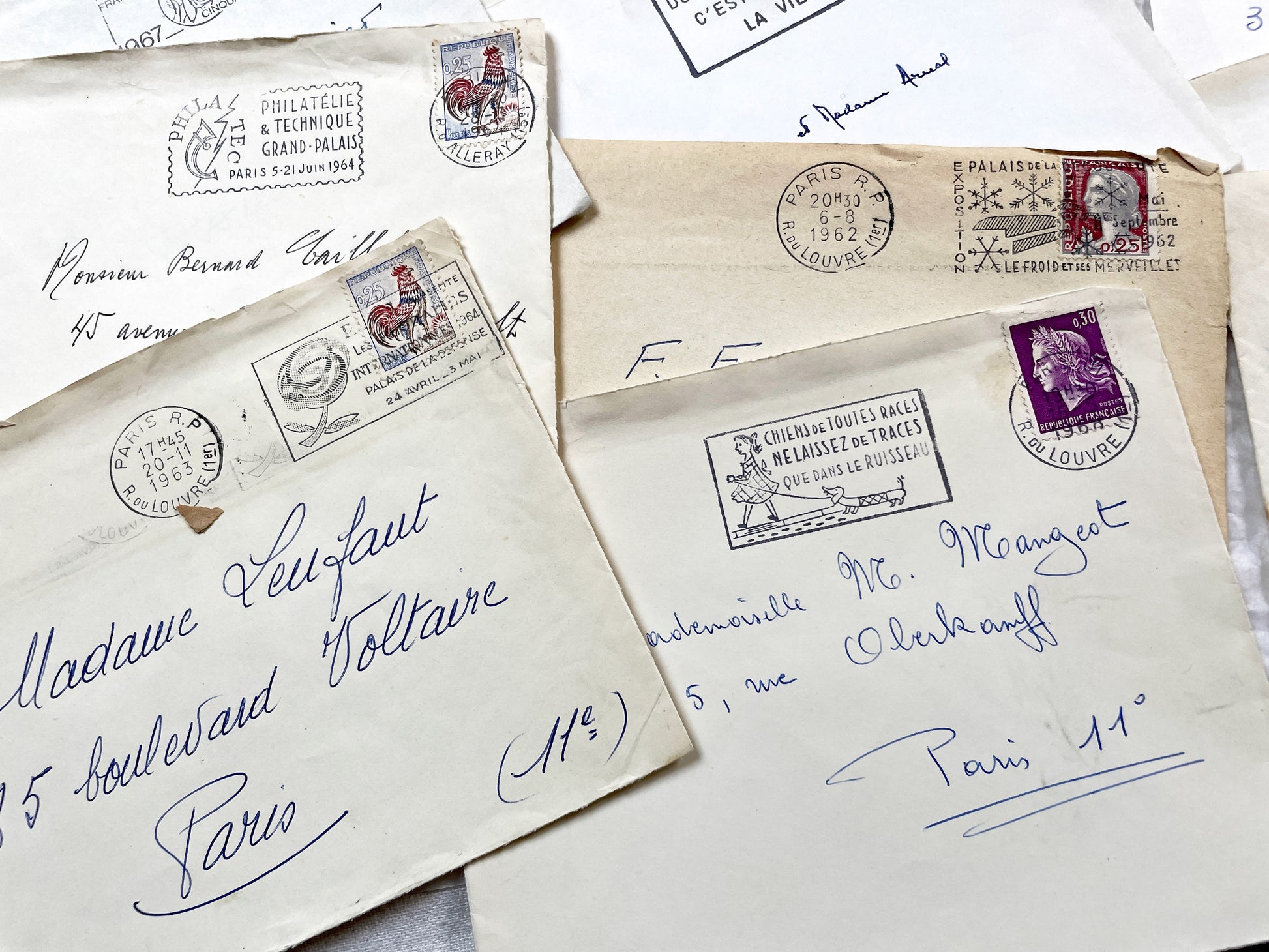 1960s - 30 French half-envelopes - Without letters inside - 1960s Ephemera for Junk Journals, Collage & Paper Crafts
