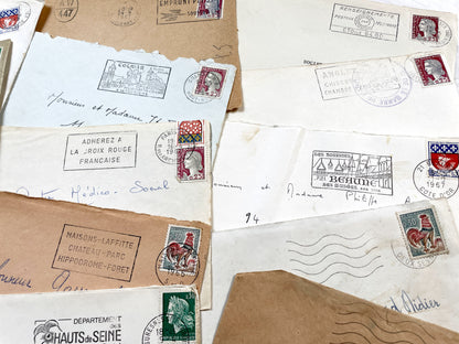 1960s - 30 French half-envelopes - Without letters inside - 1960s Ephemera for Junk Journals, Collage & Paper Crafts