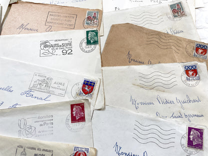 1960s - 30 French half-envelopes - Without letters inside - 1960s Ephemera for Junk Journals, Collage & Paper Crafts