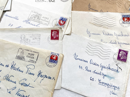 1960s - 30 French half-envelopes - Without letters inside - 1960s Ephemera for Junk Journals, Collage & Paper Crafts