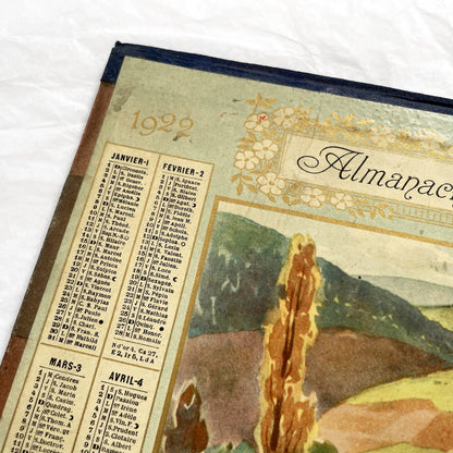 1920s - Vintage French Postal & Telegraph Almanac Illustrated Alsatian Scene with Geese - Historical Folk Culture Document