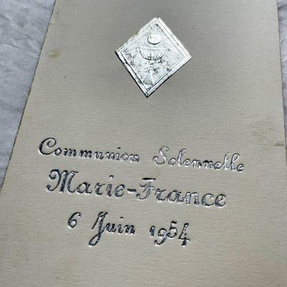 1950s - Vintage French First Communion Menu- 1954 - Religious Document - Gourmet Dinner - Lunch Cuisine - Rare Collectible