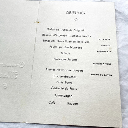 1950s - Vintage French First Communion Menu- 1954 - Religious Document - Gourmet Dinner - Lunch Cuisine - Rare Collectible