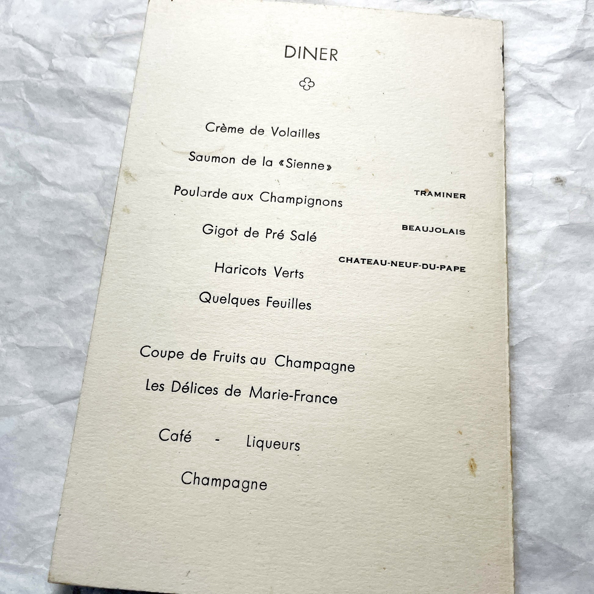 1950s - Vintage French First Communion Menu- 1954 - Religious Document - Gourmet Dinner - Lunch Cuisine - Rare Collectible