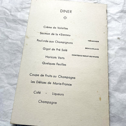 1950s - Vintage French First Communion Menu- 1954 - Religious Document - Gourmet Dinner - Lunch Cuisine - Rare Collectible