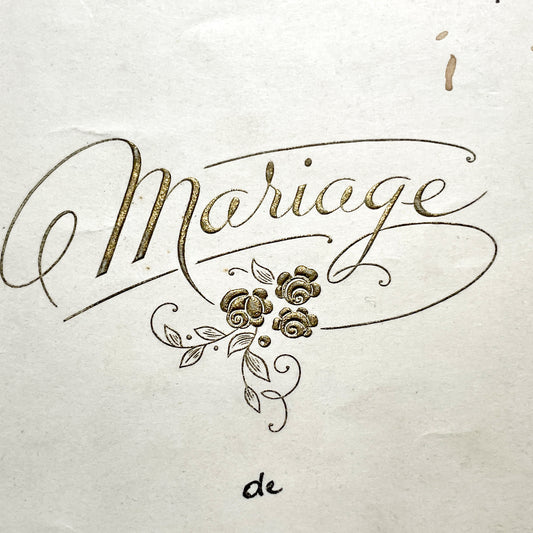 1950s - Vintage French Wedding Menu - Gilded Calligraphy - Handwritten Cuisine Delights - Marriage Celebration Memento