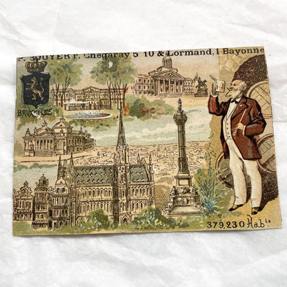 Late 19th - Antique French Chromo Cards - European City Souvenir Collection - Rome Brussels Madrid St Petersburg Geneva - Trade Card