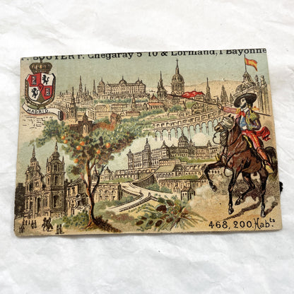 Late 19th - Antique French Chromo Cards - European City Souvenir Collection - Rome Brussels Madrid St Petersburg Geneva - Trade Card